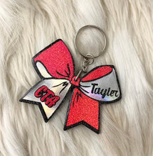 Load image into Gallery viewer, Personalized Cheer Bow Keychain
