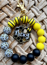 Load image into Gallery viewer, Personalized Bee Wristlet Keychain

