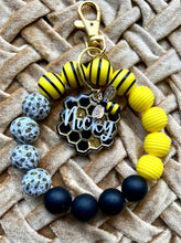 Load image into Gallery viewer, Personalized Bee Wristlet Keychain
